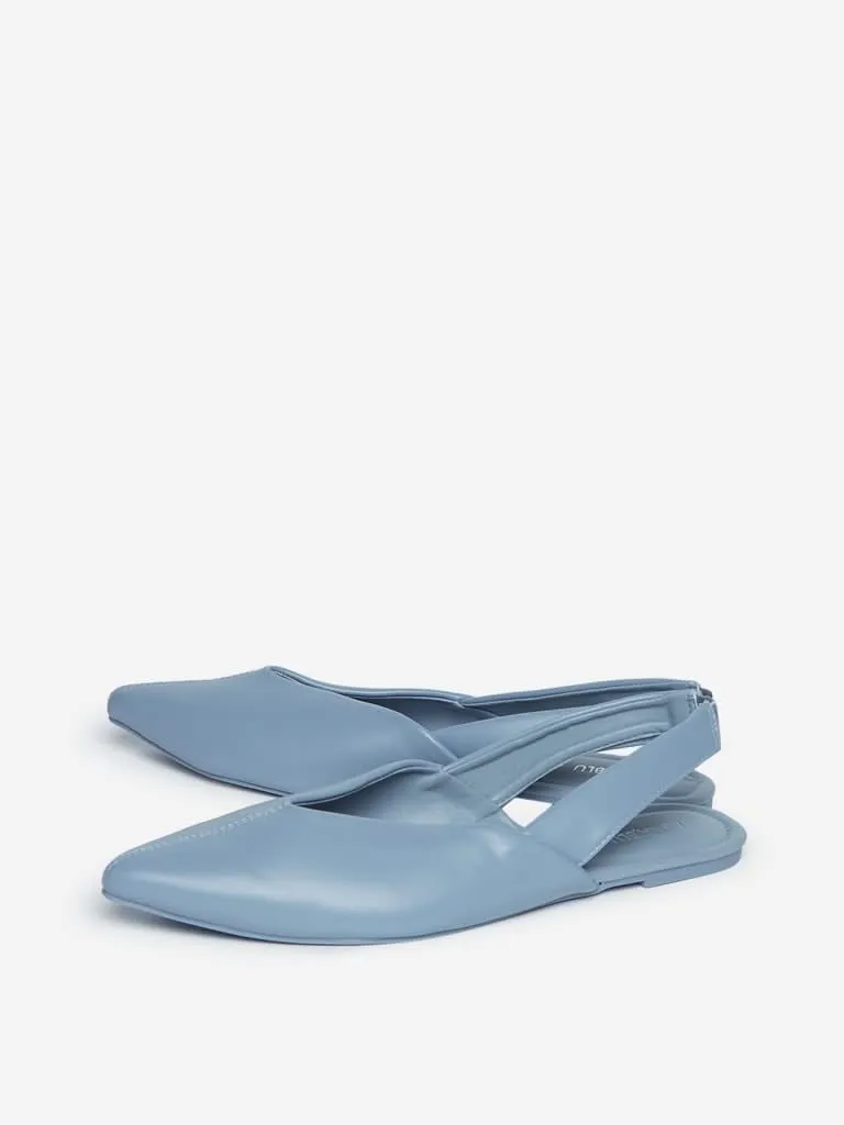 LUNA BLU Blue Faux Leather Slingback Sandals