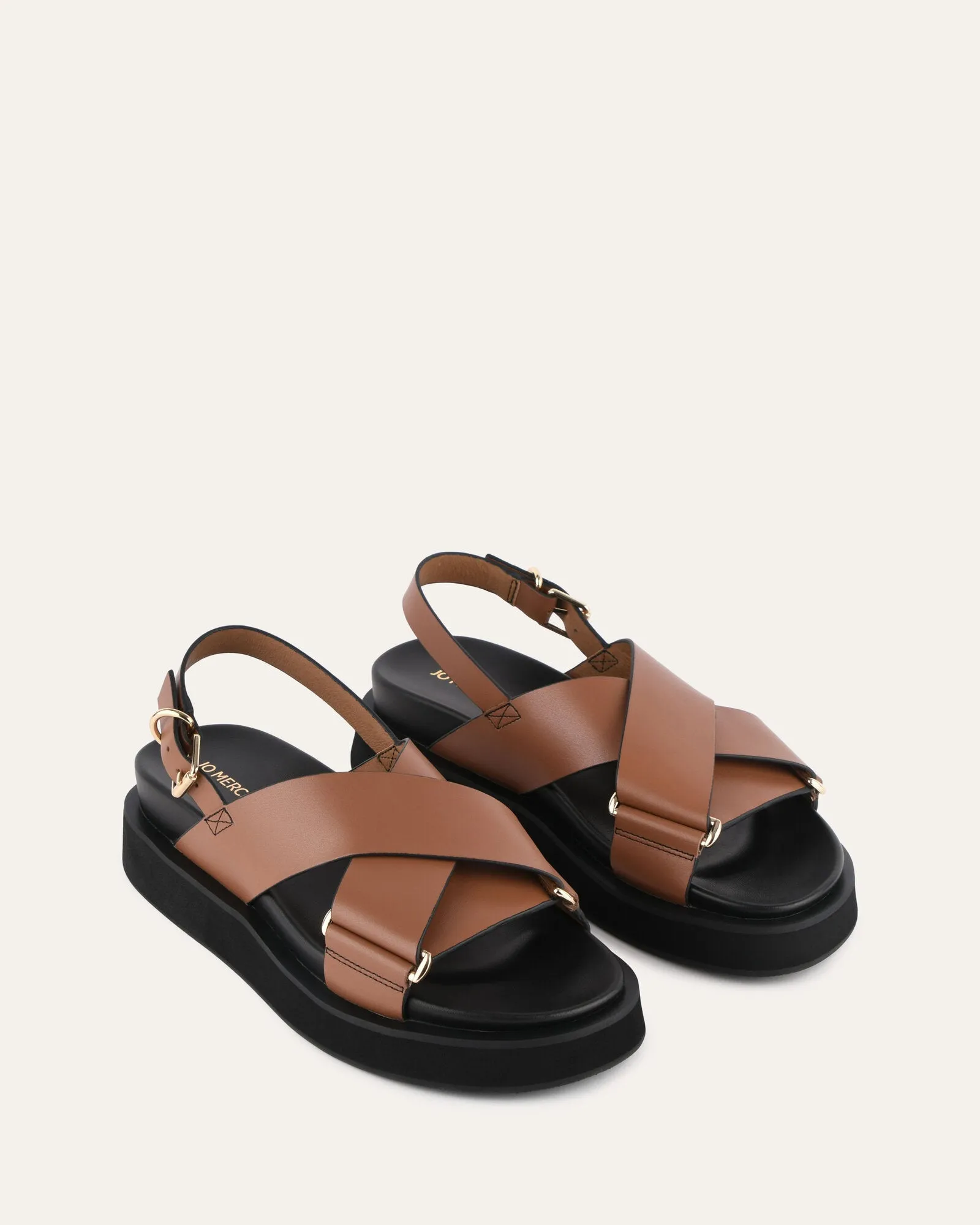 MARLEY FLAT SANDALS DARK TAN LEATHER