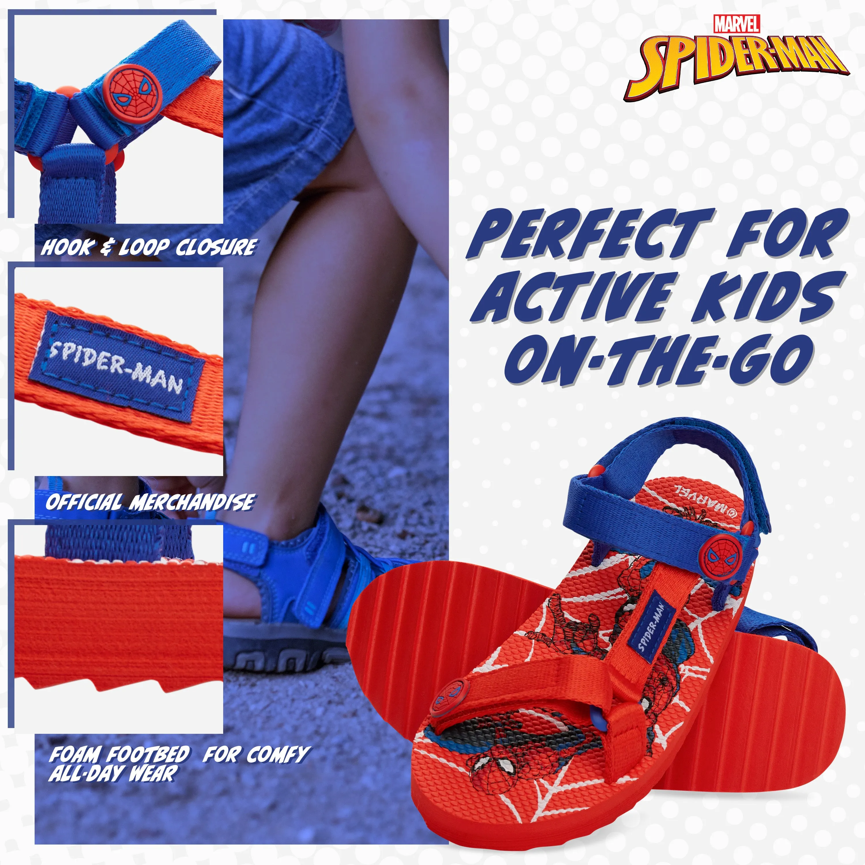 Marvel Boys Sandals, Summer Shoes with Adjustable Straps - Gifts for Boys