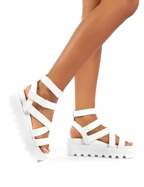 Motion White Chunky Strappy Gladiator Platform Sandals