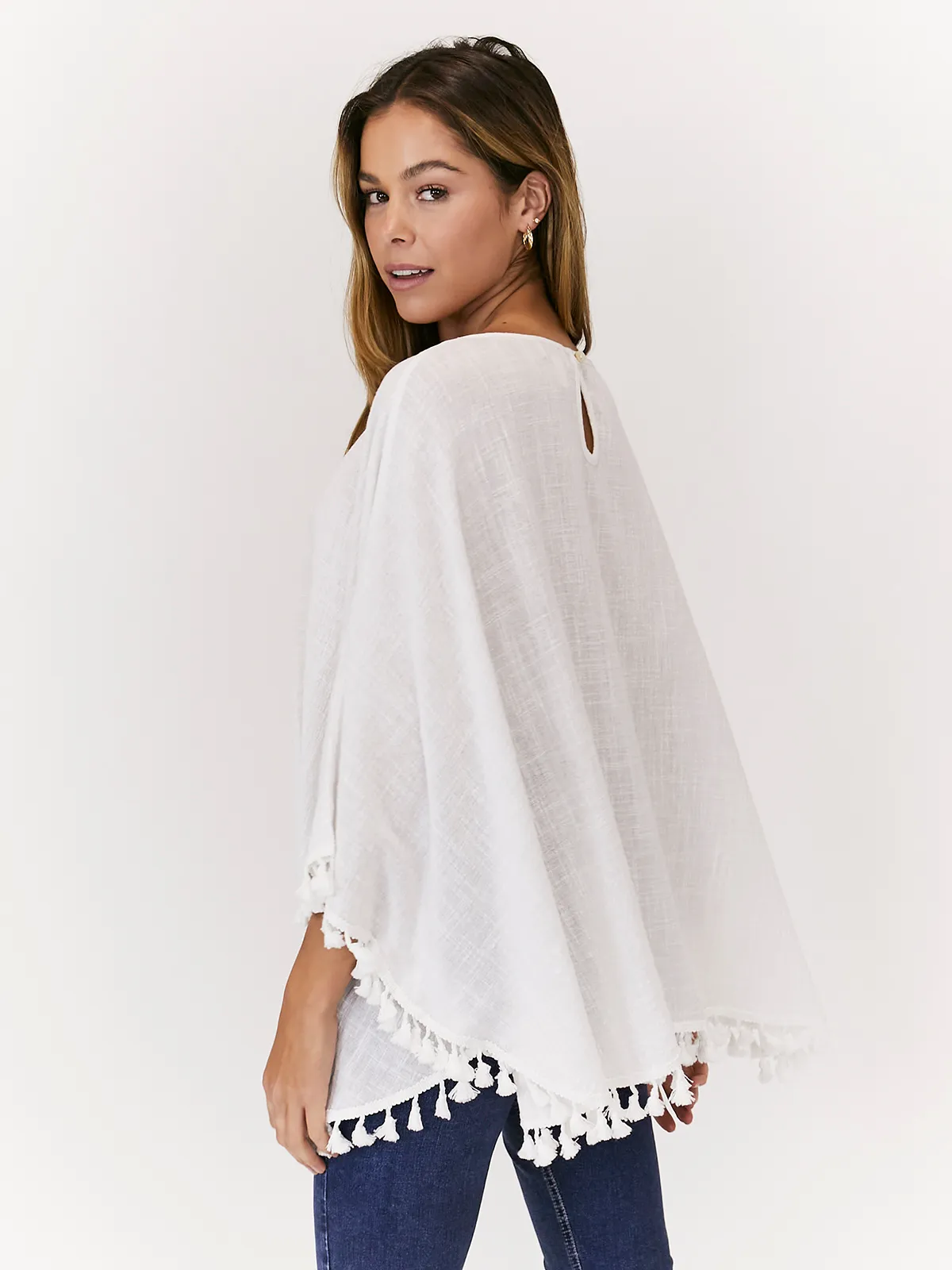 Pearl White Fringe Kaftan