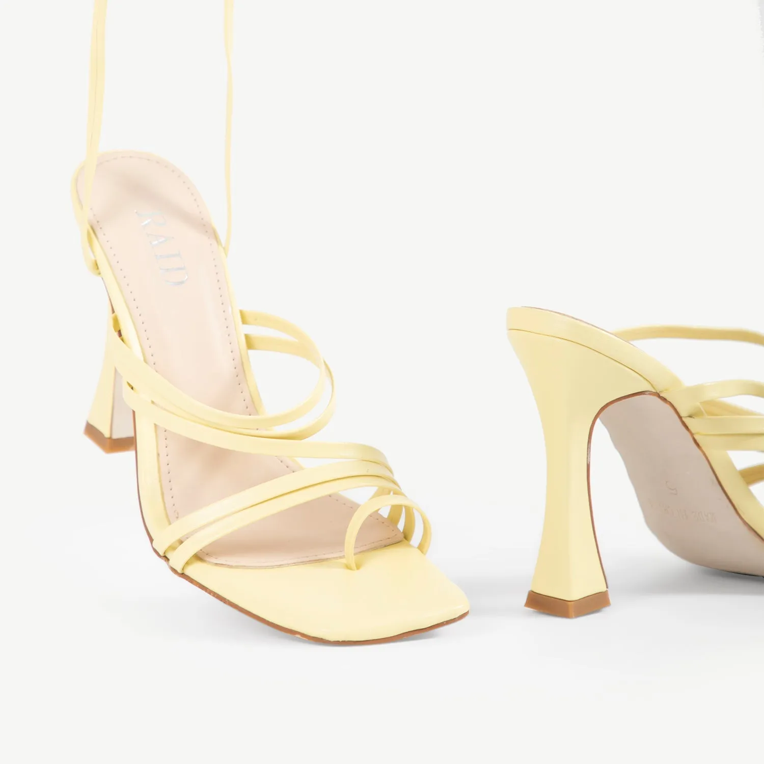 RAID Credence Lace Up Heel in Butter Yellow