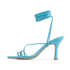 RAID Fane Lace-up Heeled Sandal in Blue Patent