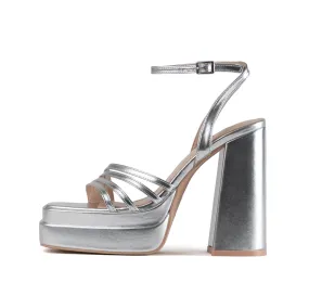 RAID Kylah Block Heeled Sandals in Silver