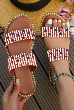 Red American Flag Patriotic Sandals