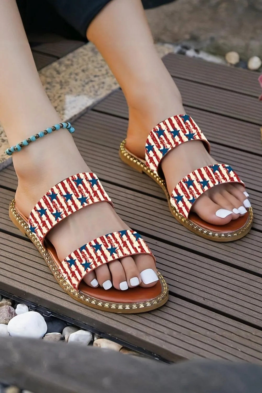 Red American Flag Patriotic Sandals