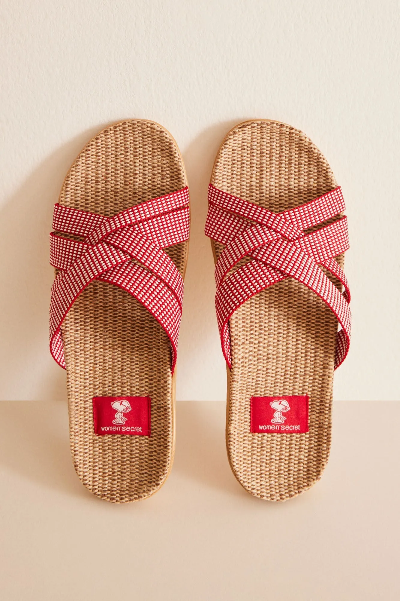 Red open flat sandals