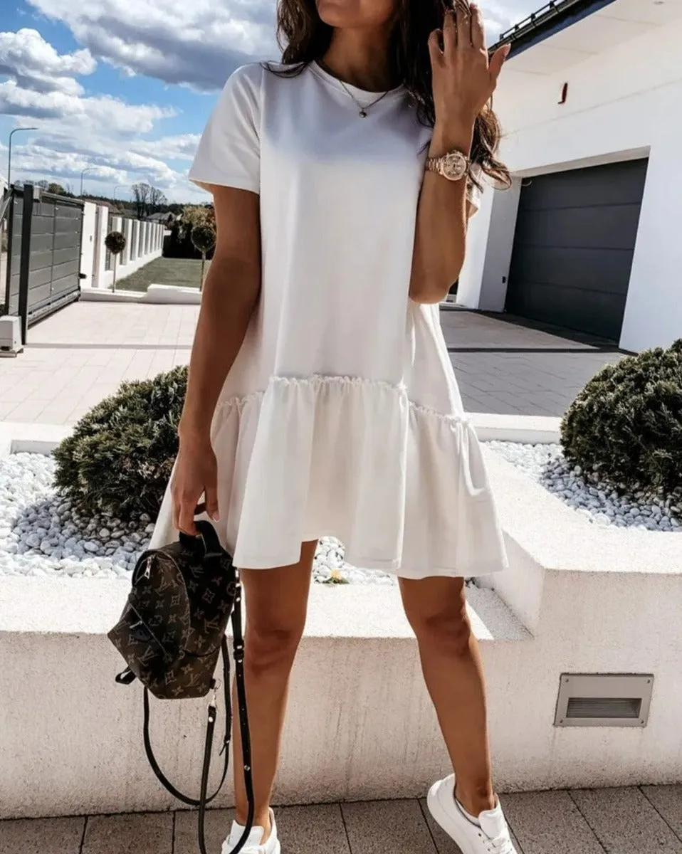 Ruffle Hem Short Sleeve Dress