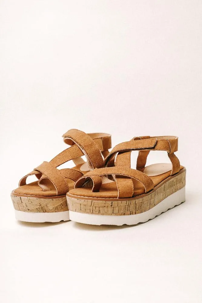 Sara Platform Sandals in Camel