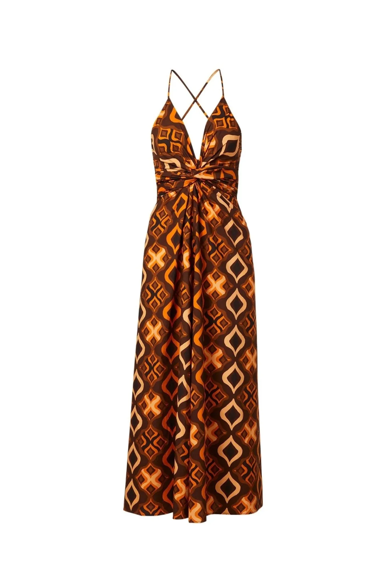 Scanlan Theodore Tile Print Cotton Dress Caramel