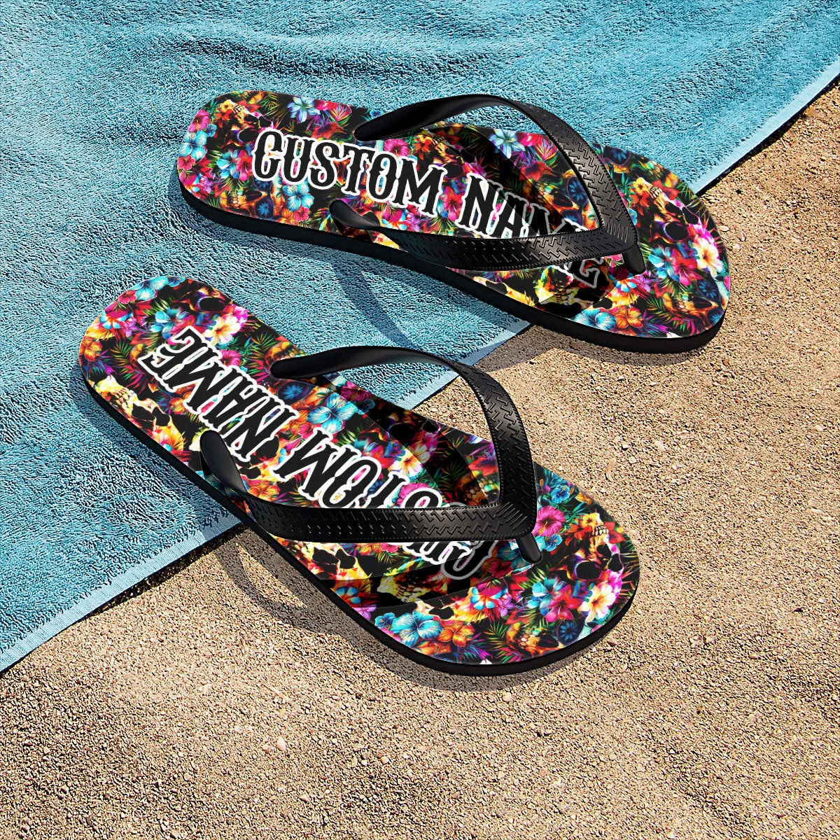 Skull Tropical Beach Flip Flops for Women Beach