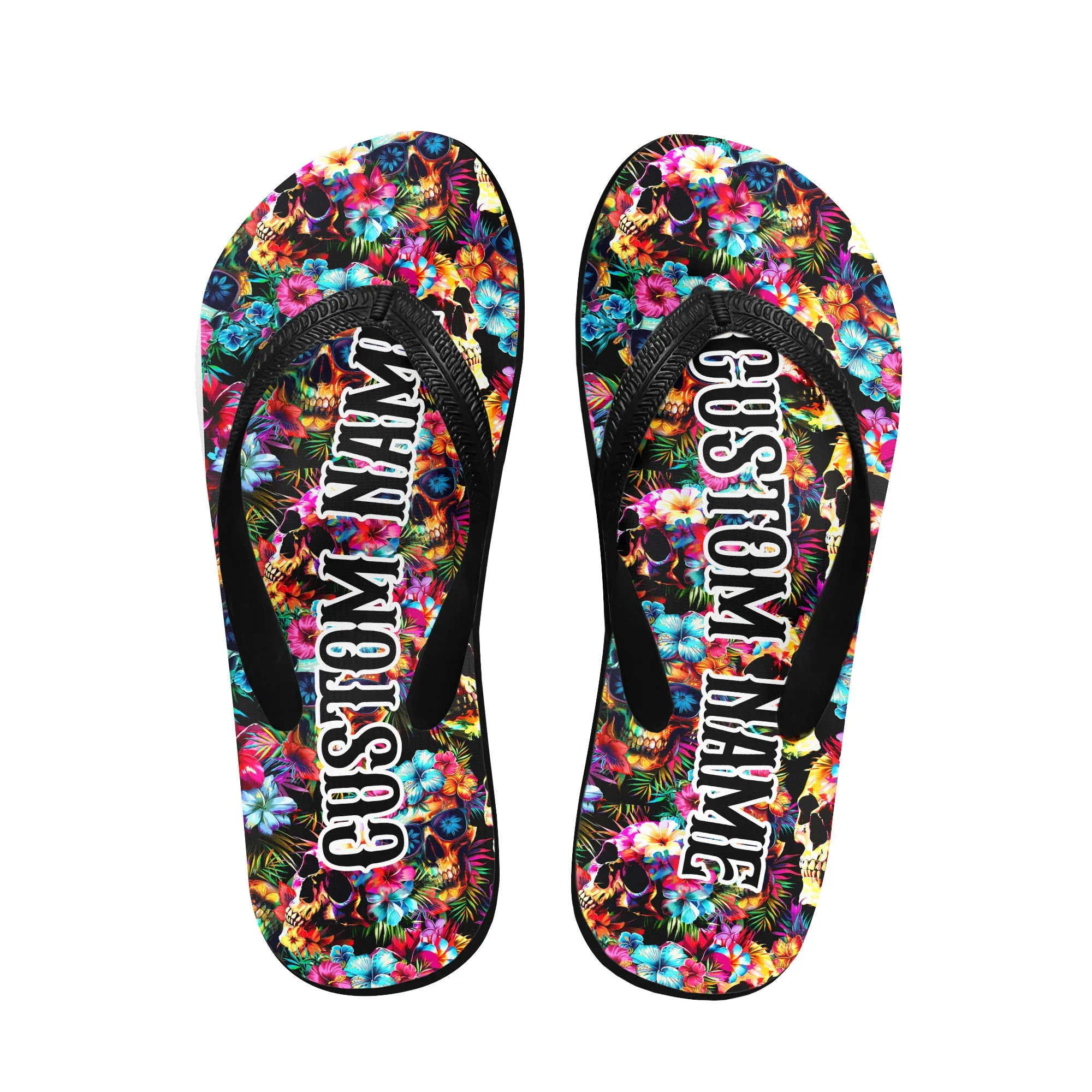 Skull Tropical Beach Flip Flops for Women Beach