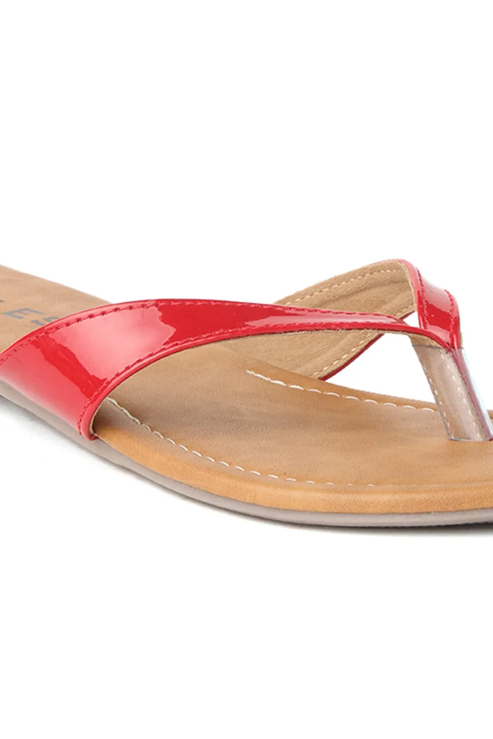 SOLES Bold Red Flat Sandals