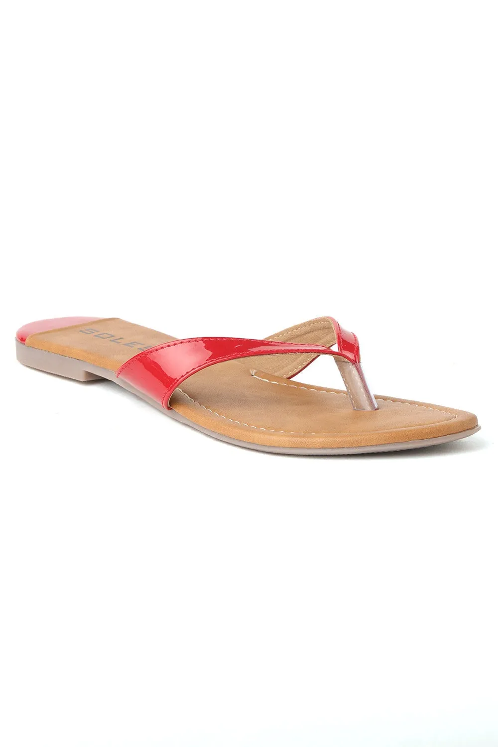 SOLES Bold Red Flat Sandals