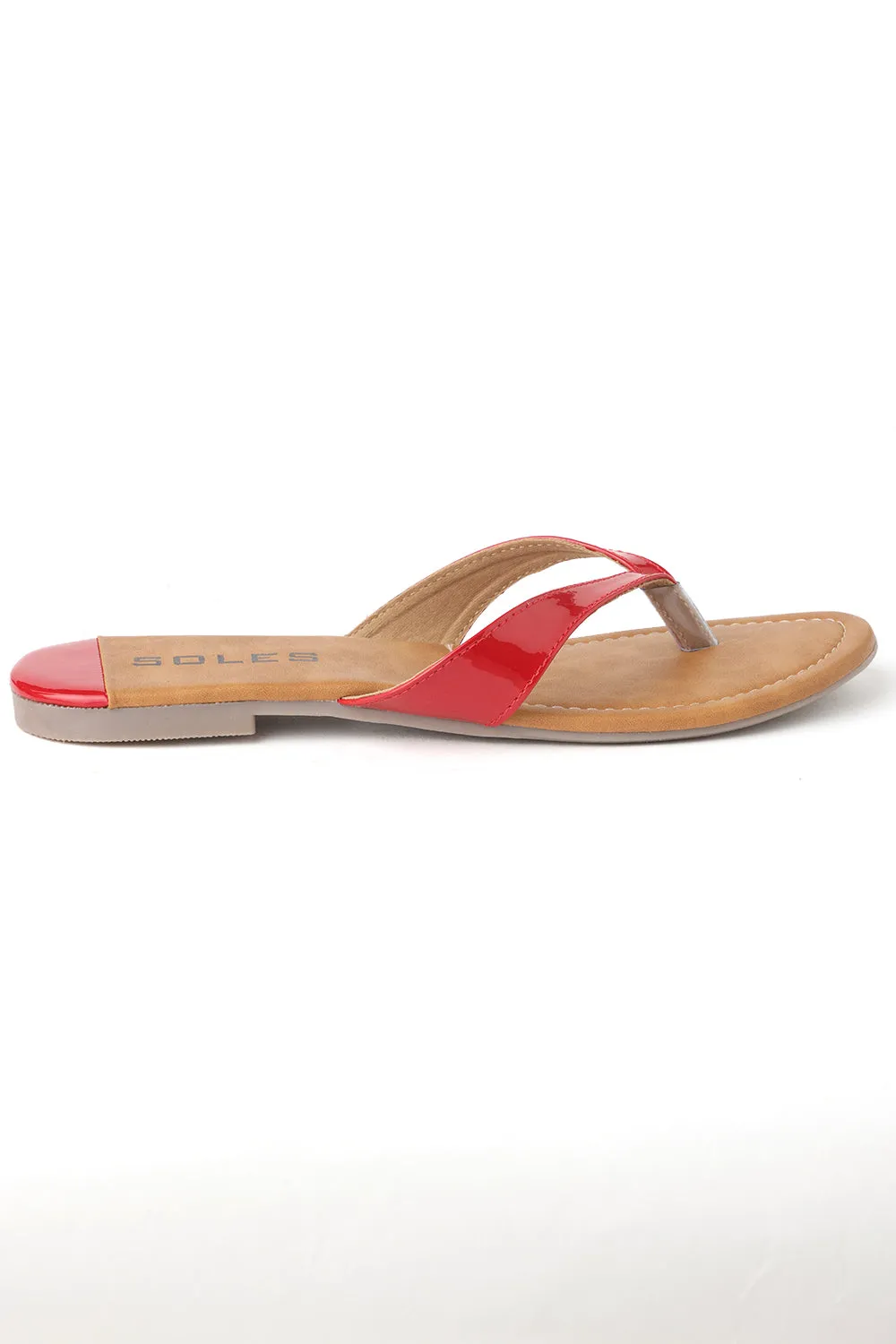 SOLES Bold Red Flat Sandals