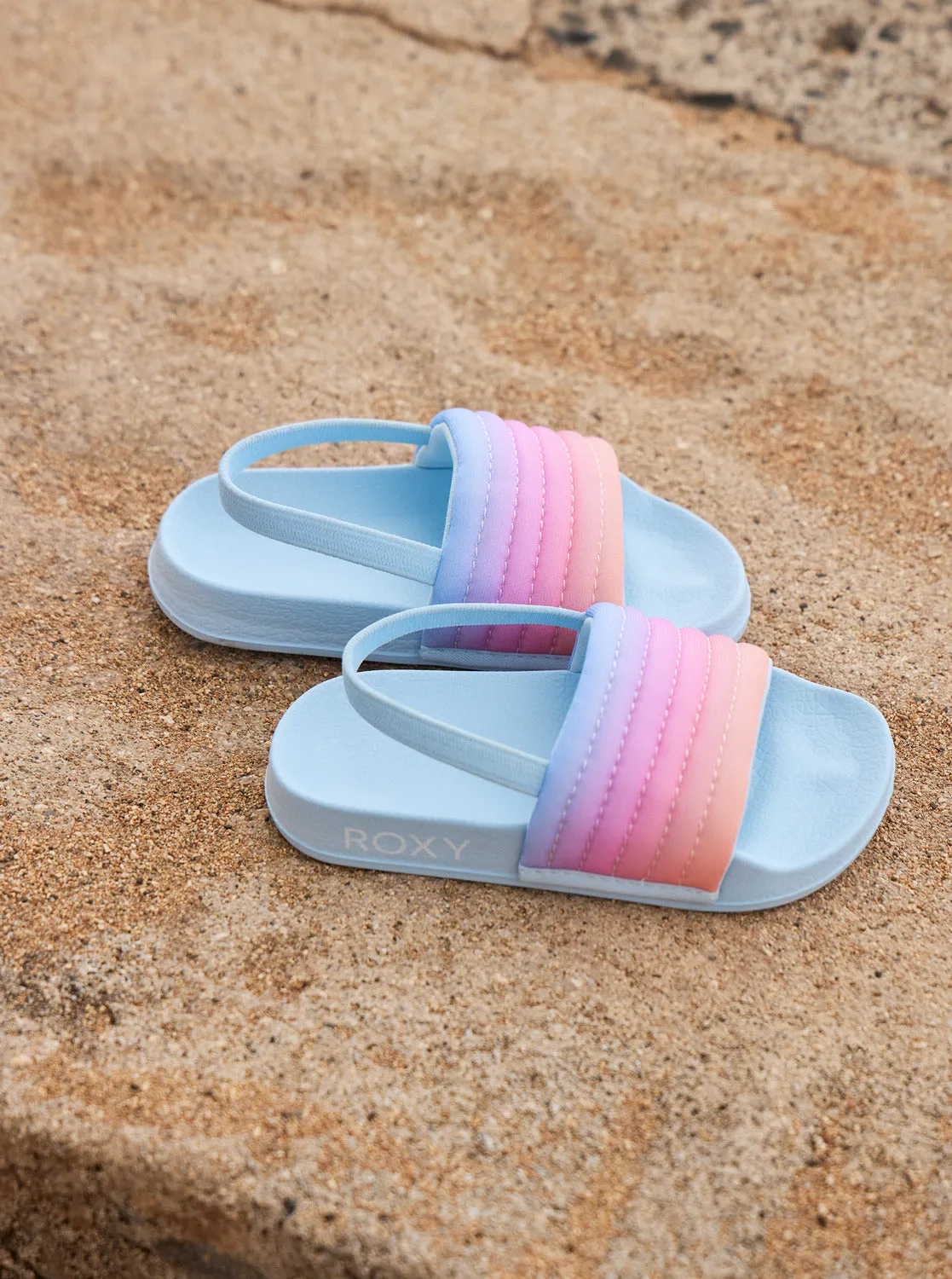 Toddlers Slippy Ribbed Slide Sandals - Light Blue