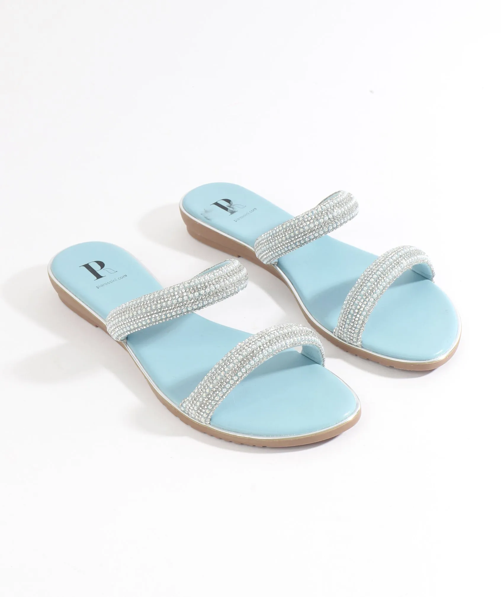 Turquoise Rhinestone Embellished Summer Sandals