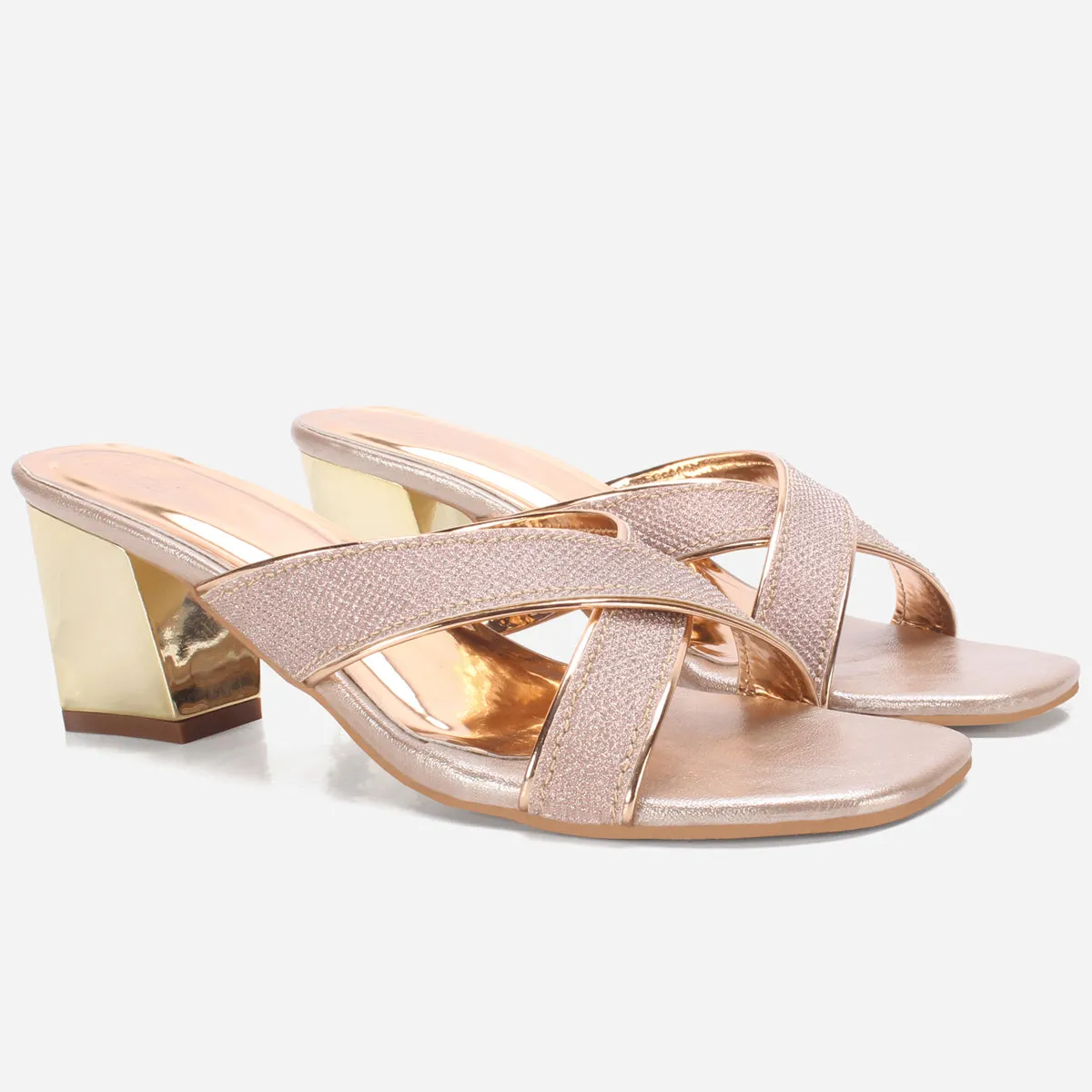 Women "DESERAE" Shimmer Block Heel Sandals